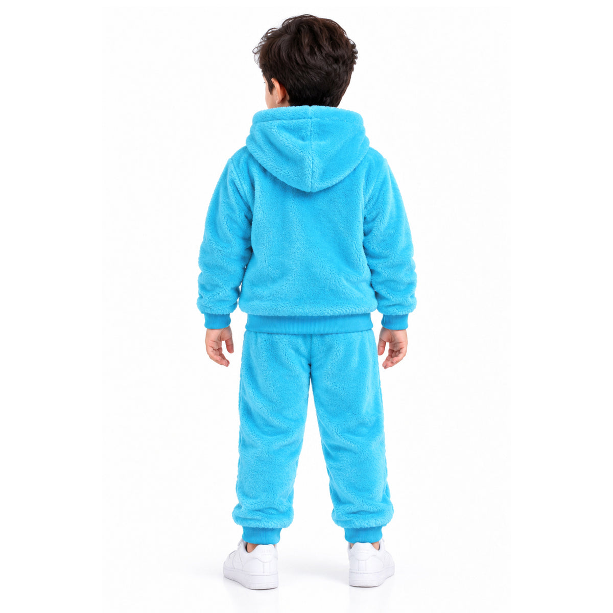 Kuchipoo Boys Fur Hooded Sweatshirt & Jogger Set | Soft Fluffy Fur Hoodie with Matching Pajama | Warm Full Sleeve Winter Tracksuit for Boys