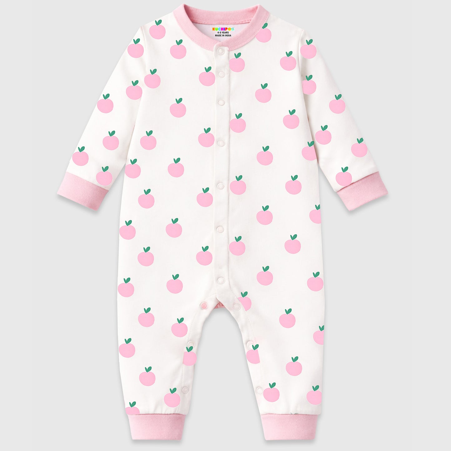 Kuchipoo 100% Cotton Baby Full Bodysuit Romper | Soft & Breathable Infant Clothing | Long Sleeve, Crew Neck, Snap Button Closure | Pack of 3
