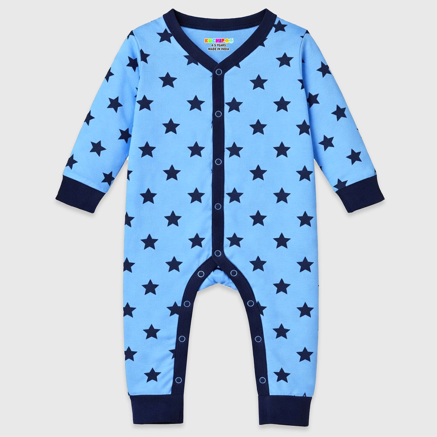 Kuchipoo 100% Cotton Baby Full Bodysuit Romper | Soft & Breathable Infant Clothing | Long Sleeve, Crew Neck, Snap Button Closure | Pack of 3