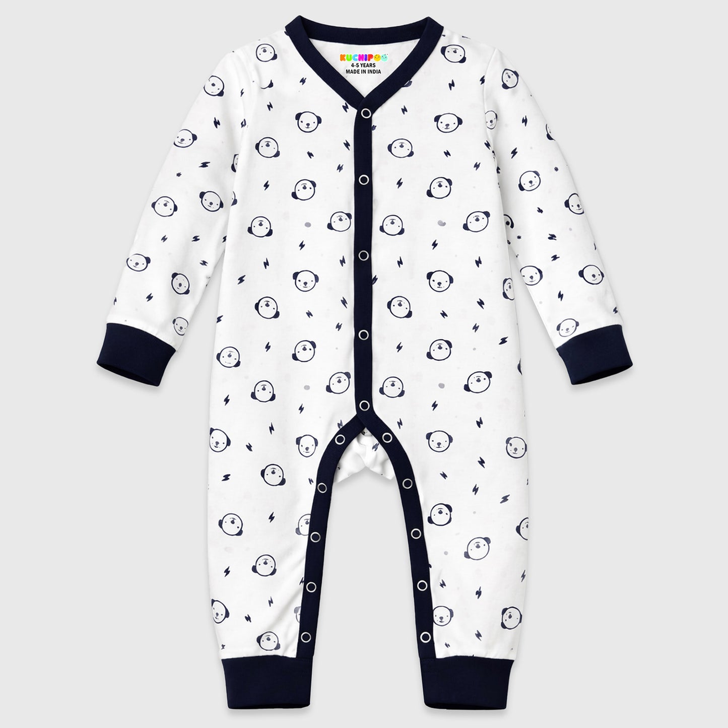 Kuchipoo 100% Cotton Baby Full Bodysuit Romper | Soft & Breathable Infant Clothing | Long Sleeve, Crew Neck, Snap Button Closure | Pack of 3