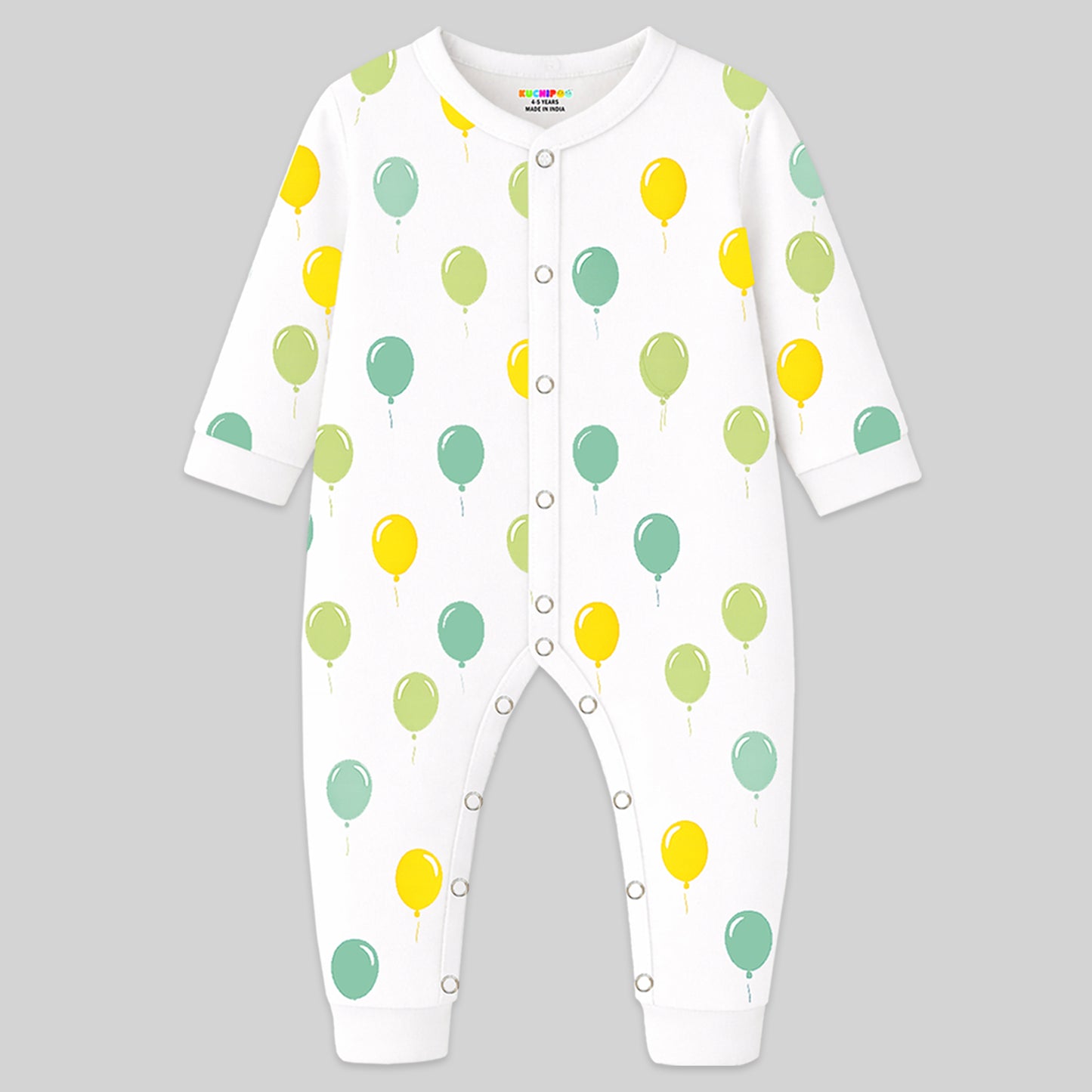 Kuchipoo 100% Cotton Baby Boy & Baby Girl Full Bodysuit Romper | Soft & Breathable Infant Clothing | Long Sleeve, Crew Neck, Snap Button Closure | Pack of 3