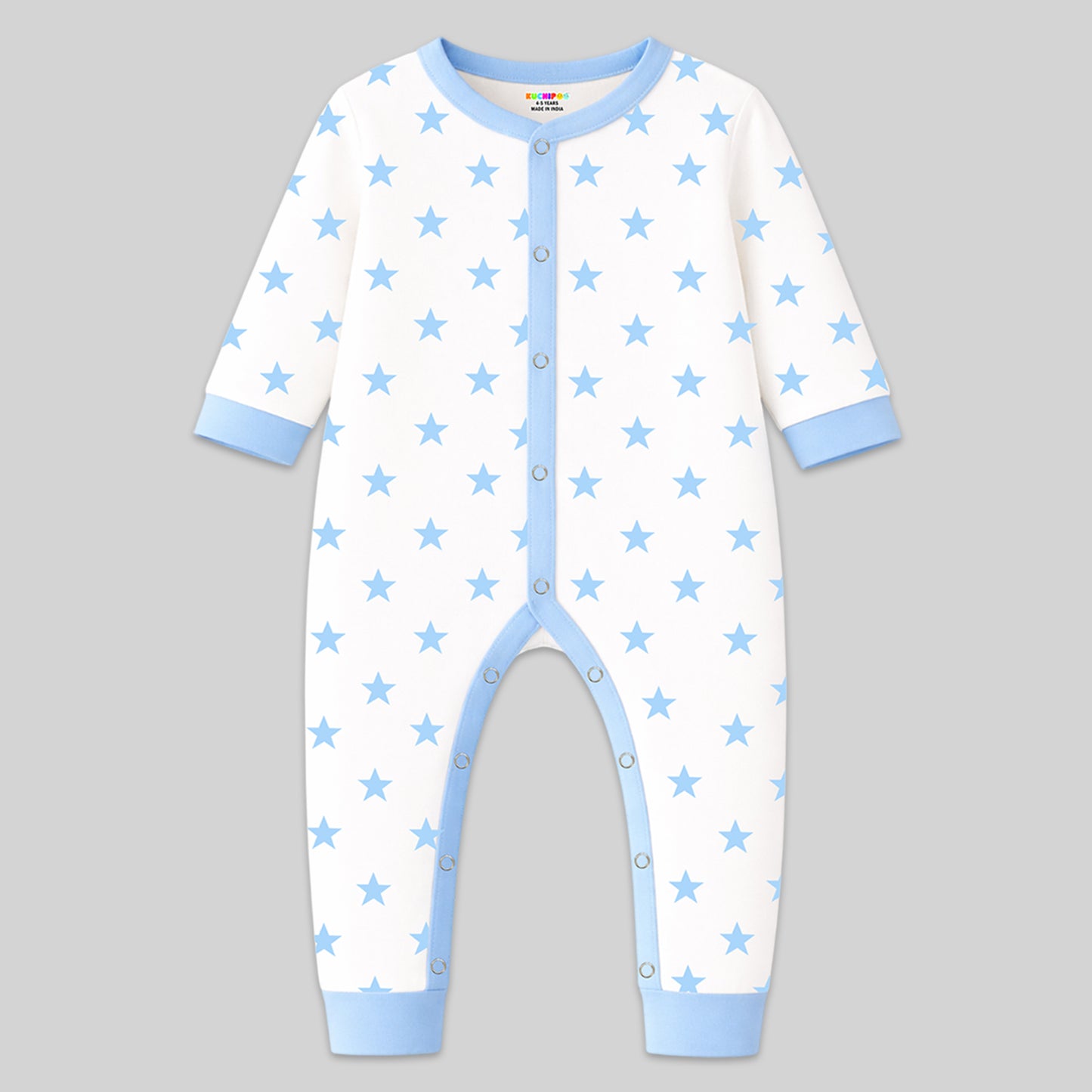 Kuchipoo 100% Cotton Baby Boy & Baby Girl Full Bodysuit Romper | Soft & Breathable Infant Clothing | Long Sleeve, Crew Neck, Snap Button Closure | Pack of 3