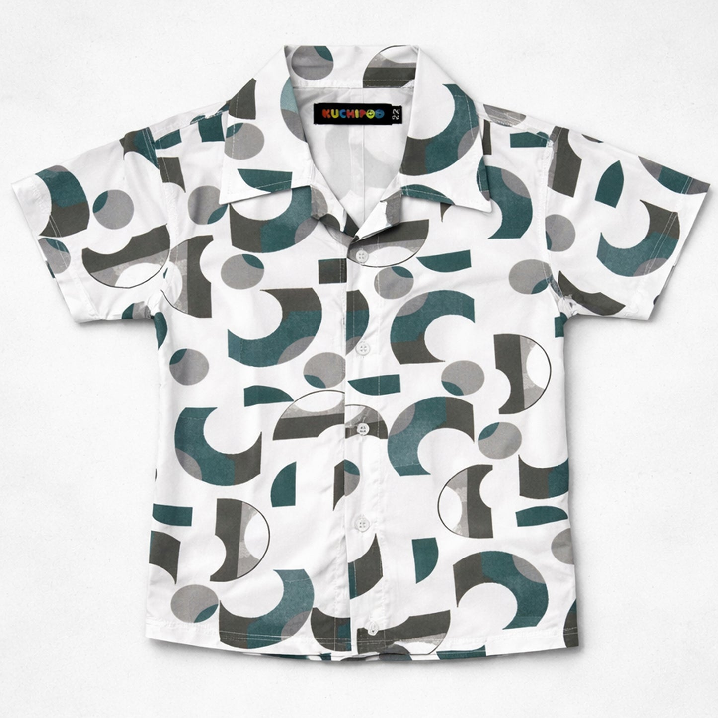 Kuchipoo Boys Printed Collar Shirt | Half Sleeve Casual Shirt | Stylish Summer Wear for Boys