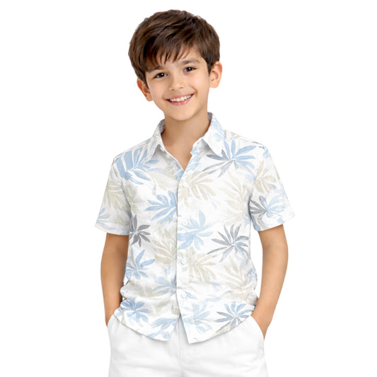 Kuchipoo Boys 100% Rayon Printed Collar Shirt | Half Sleeve Casual Shirt | Stylish Summer Wear for Boys