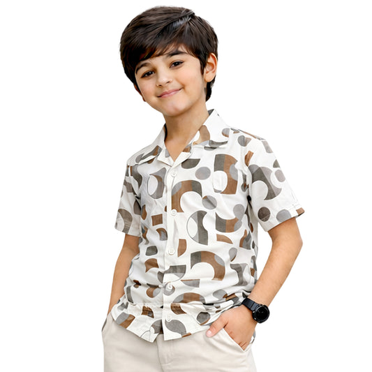 Kuchipoo Boys Printed Collar Shirt | Half Sleeve Casual Shirt | Stylish Summer Wear for Boys