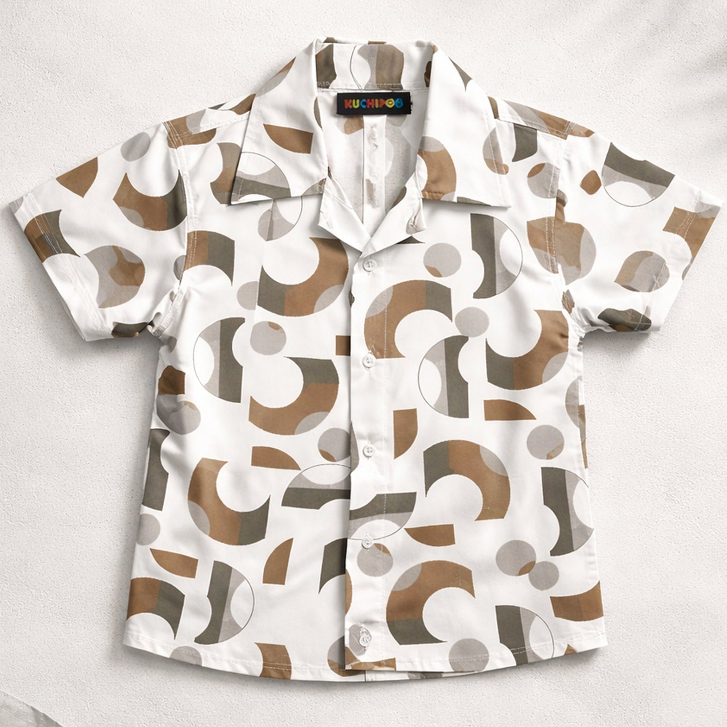 Kuchipoo Boys Printed Collar Shirt | Half Sleeve Casual Shirt | Stylish Summer Wear for Boys