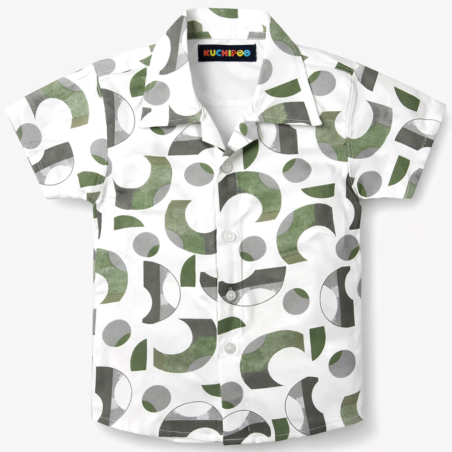 Kuchipoo Boys Printed Collar Shirt | Half Sleeve Casual Shirt | Stylish Summer Wear for Boys