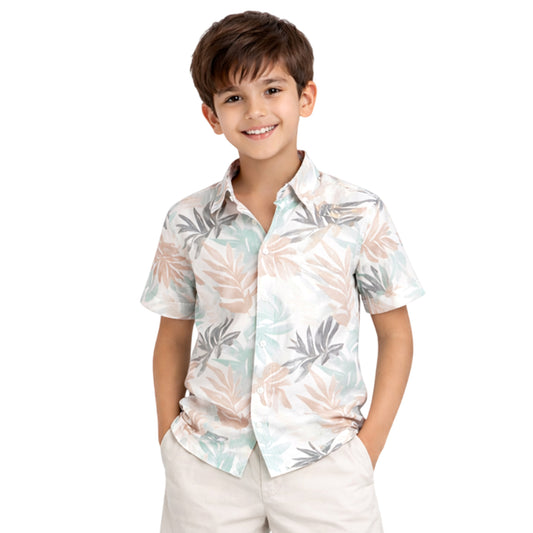 Kuchipoo Boys 100% Rayon Printed Collar Shirt | Half Sleeve Casual Shirt | Stylish Summer Wear for Boys