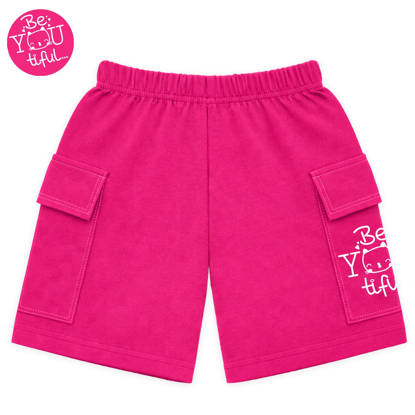 Kuchipoo Girls Cotton Cargo Shorts | Elastic Waistband | Double Pocket Shorts | Summer Casual Wear for Kids | Pack of 3