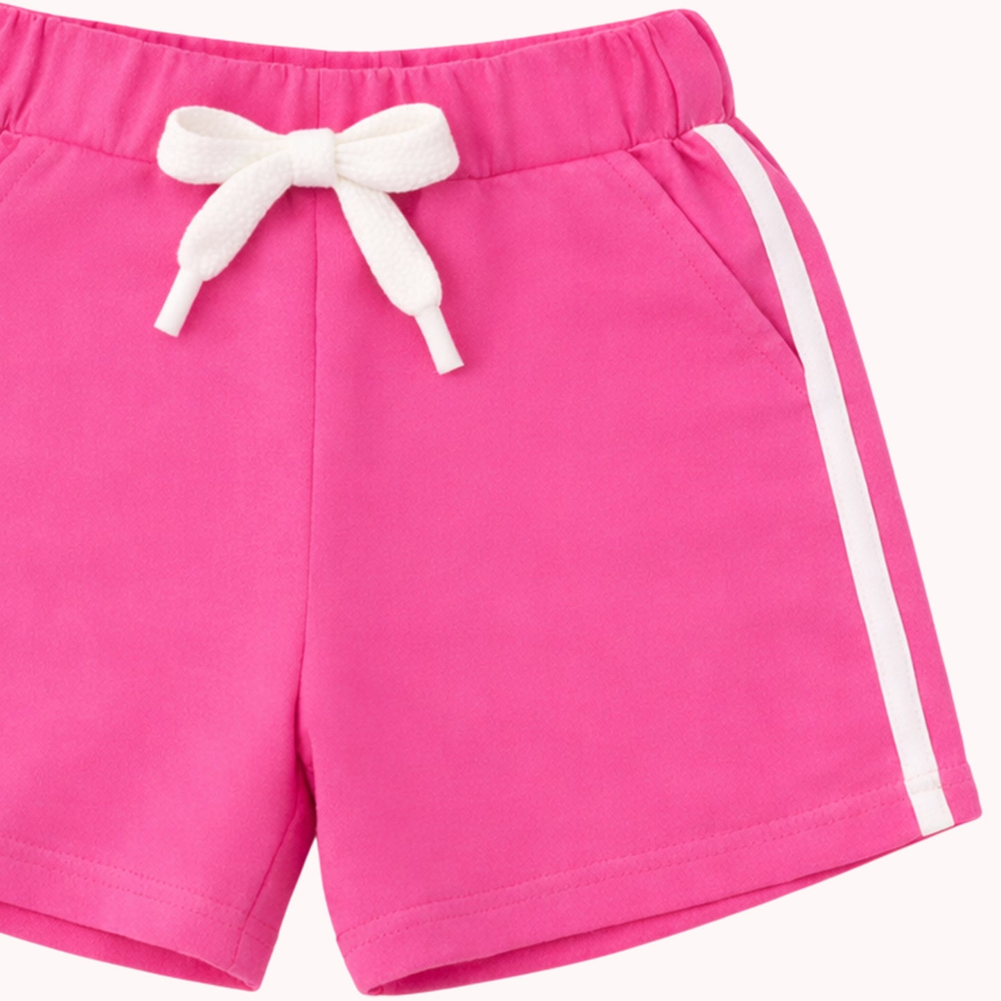 Kuchipoo Girls Cotton Sports Shorts with Pockets | Soft Elastic Waist Girls Summer Shorts with Drawstring & Side Stripe | Pack of 3