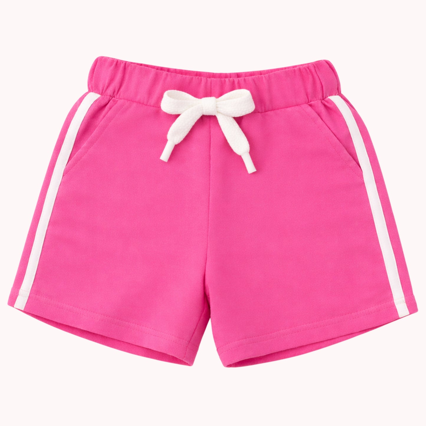 Kuchipoo Girls Cotton Sports Shorts with Pockets | Soft Elastic Waist Girls Summer Shorts with Drawstring & Side Stripe | Pack of 3