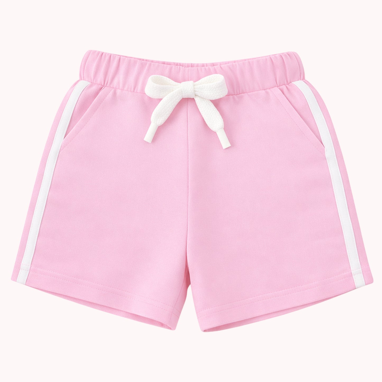 Kuchipoo Girls Cotton Sports Shorts with Pockets | Soft Elastic Waist Girls Summer Shorts with Drawstring & Side Stripe | Pack of 3