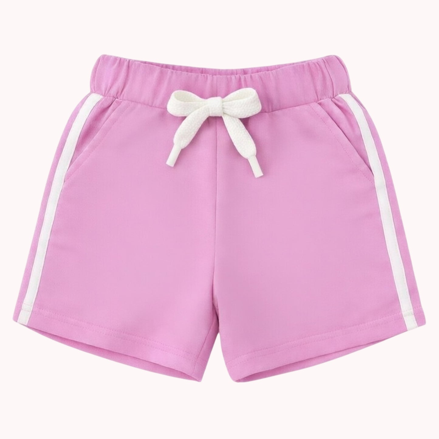 Kuchipoo Girls Cotton Sports Shorts with Pockets | Soft Elastic Waist Girls Summer Shorts with Drawstring & Side Stripe | Pack of 3