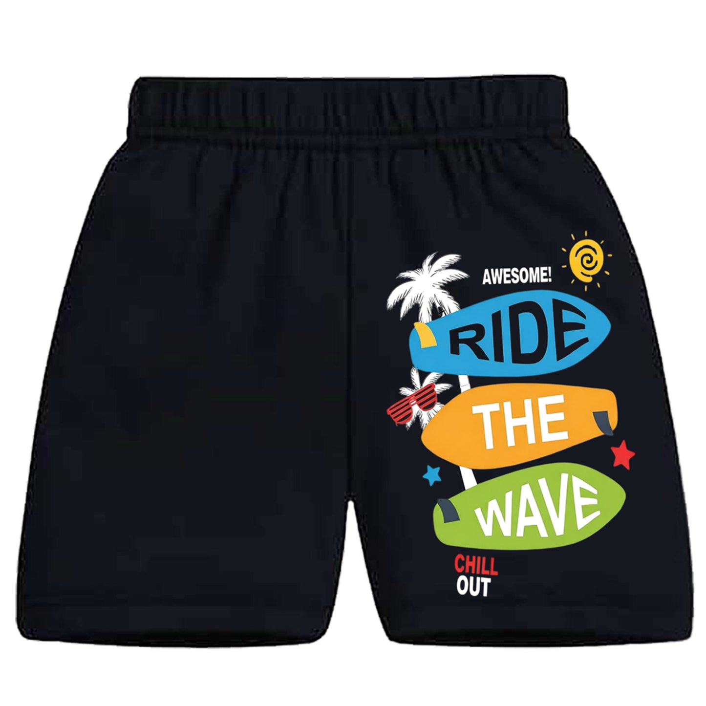 Kuchipoo Boys Cotton Printed Shorts | Elastic Waist | Summer Wear Shorts for Kids - Pack of 5