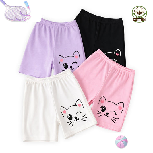 Kuchipoo Girls 100% Cotton Cycling Shorts | Soft & Stretchable Inner Safety Shorts for Under Skirts & Dresses | Breathable Activewear | Pack of 4