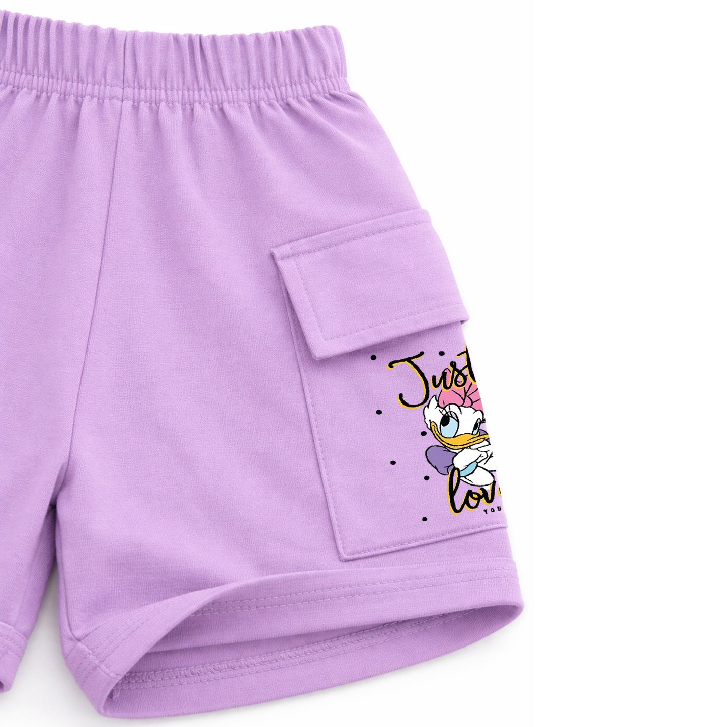 Kuchipoo © Disney Girls Cotton Cargo Shorts | Elastic Waistband | Double Pocket Shorts | Summer Casual Wear for Girls | Pack of 3
