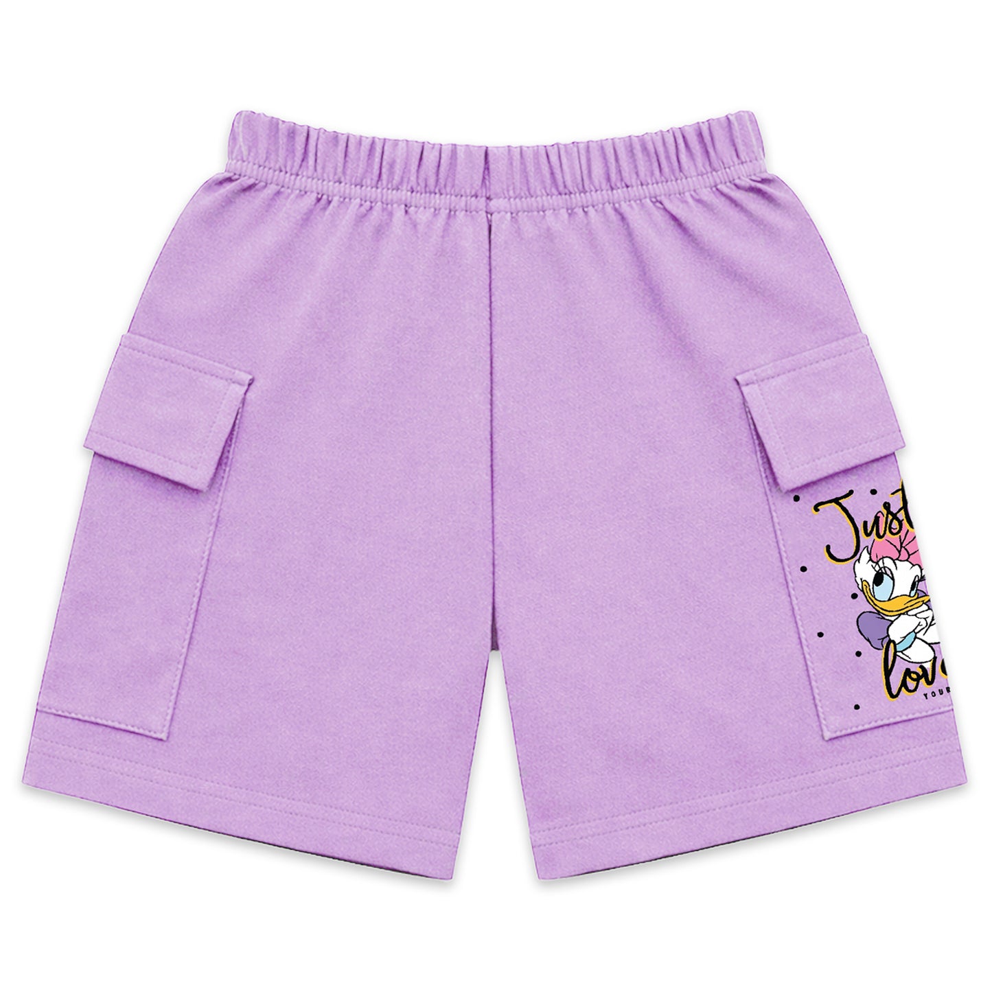 Kuchipoo © Disney Girls Cotton Cargo Shorts | Elastic Waistband | Double Pocket Shorts | Summer Casual Wear for Girls | Pack of 3