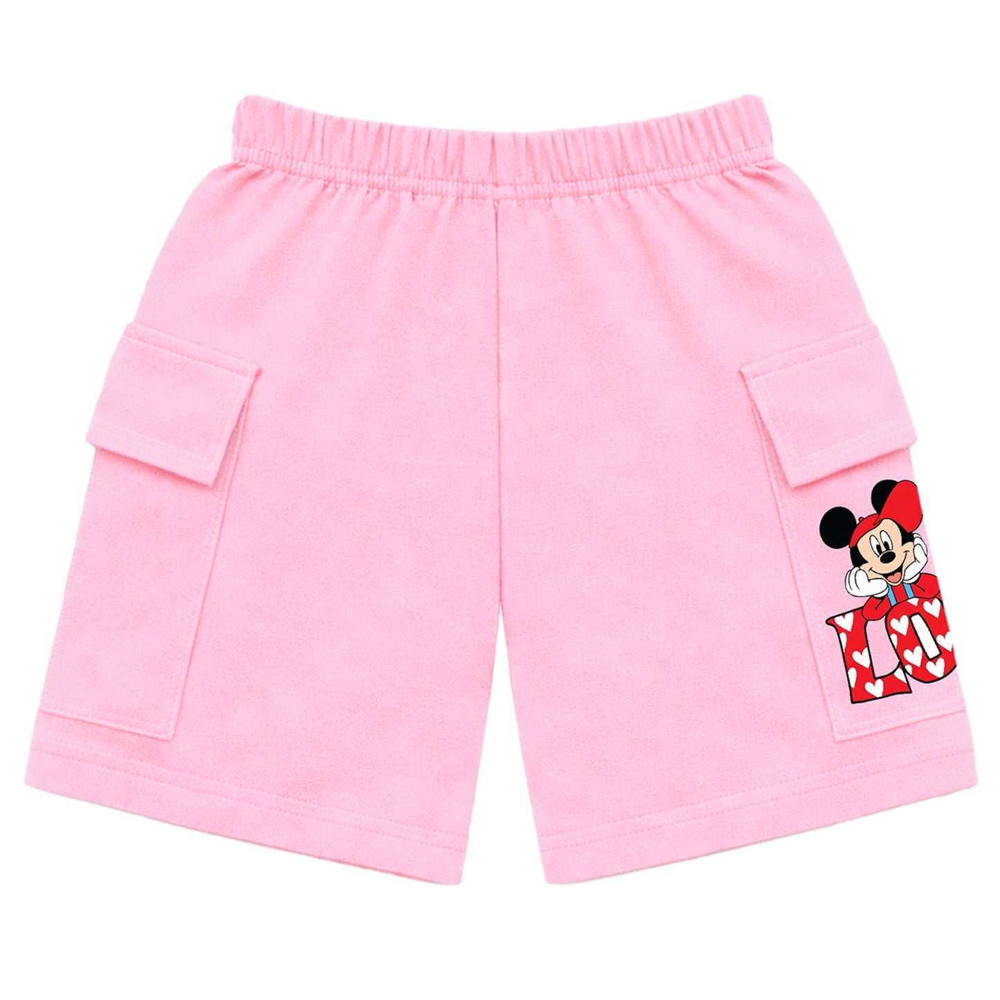 Kuchipoo © Disney Girls Cotton Cargo Shorts | Elastic Waistband | Double Pocket Shorts | Summer Casual Wear for Girls | Pack of 3