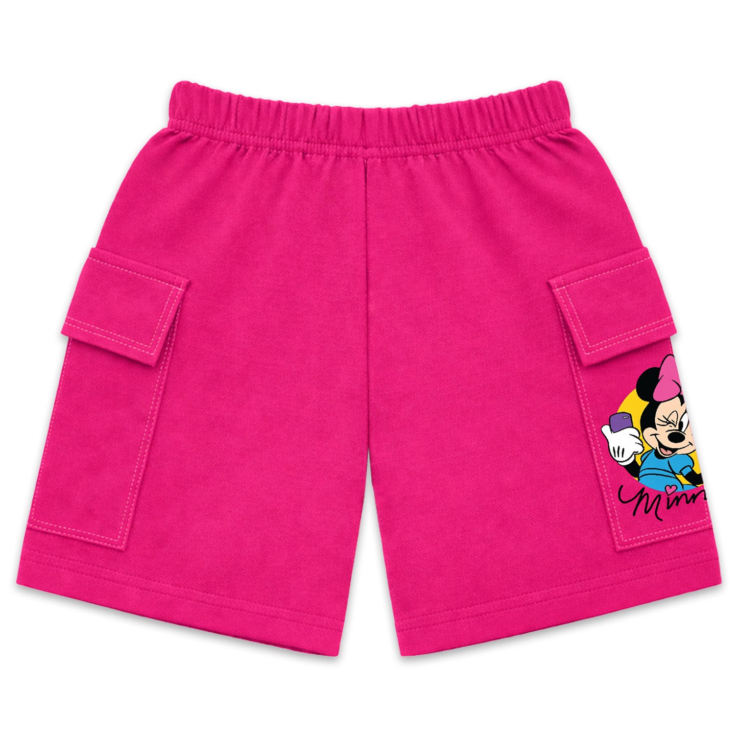 Kuchipoo © Disney Girls Cotton Cargo Shorts | Elastic Waistband | Double Pocket Shorts | Summer Casual Wear for Girls | Pack of 3