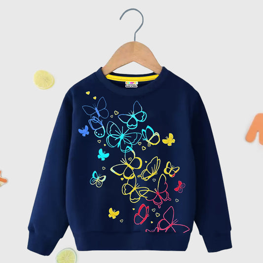 Kuchipoo Girls Regular Fit Winterwear Sweatshirt Multi-Colored