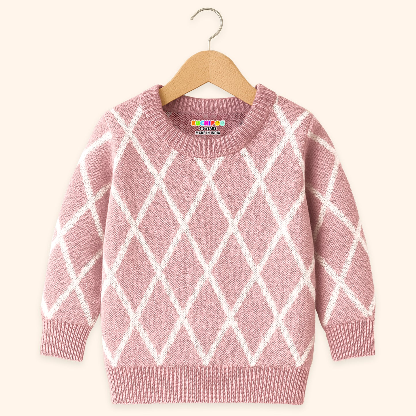 Kuchipoo Girls' Winter Wear Knitted Sweater | Full Sleeves Warm Pullover|