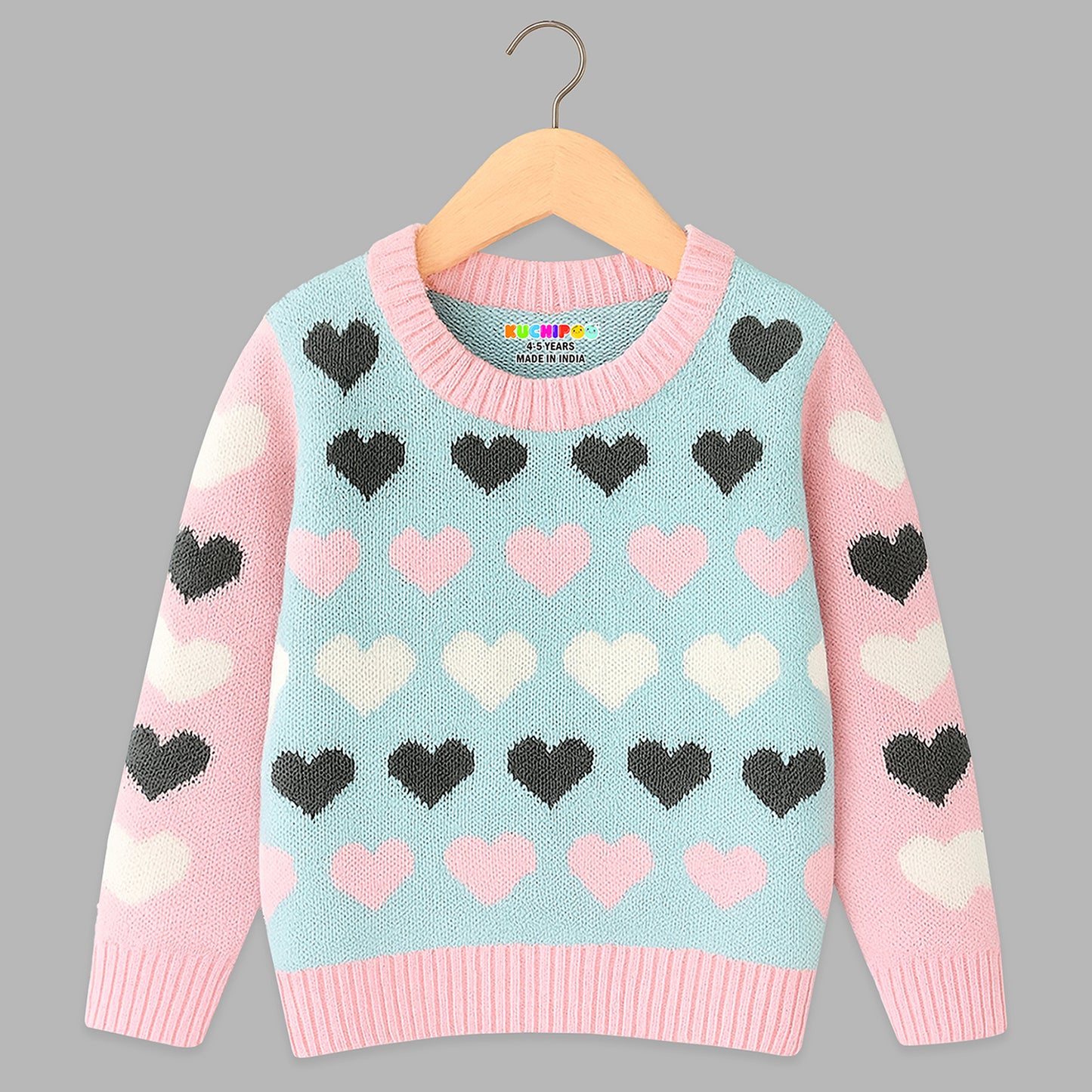 Kuchipoo Girls' Winter Wear Knitted Sweater | Full Sleeves Warm Pullover | Casual & Stylish Kids' Jumper