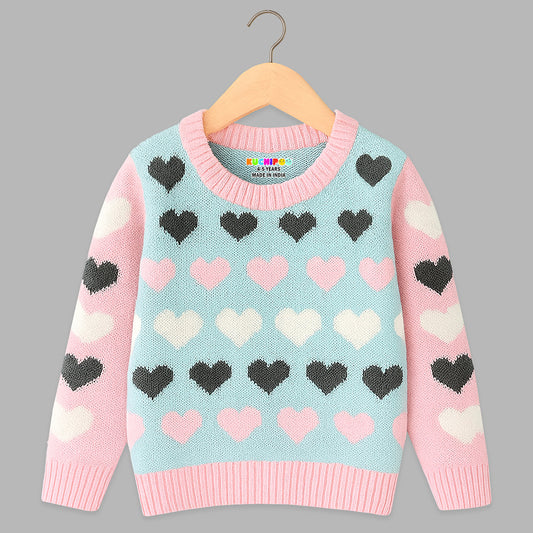 Kuchipoo Girls' Winter Wear Knitted Sweater | Full Sleeves Warm Pullover | Casual & Stylish Kids' Jumper