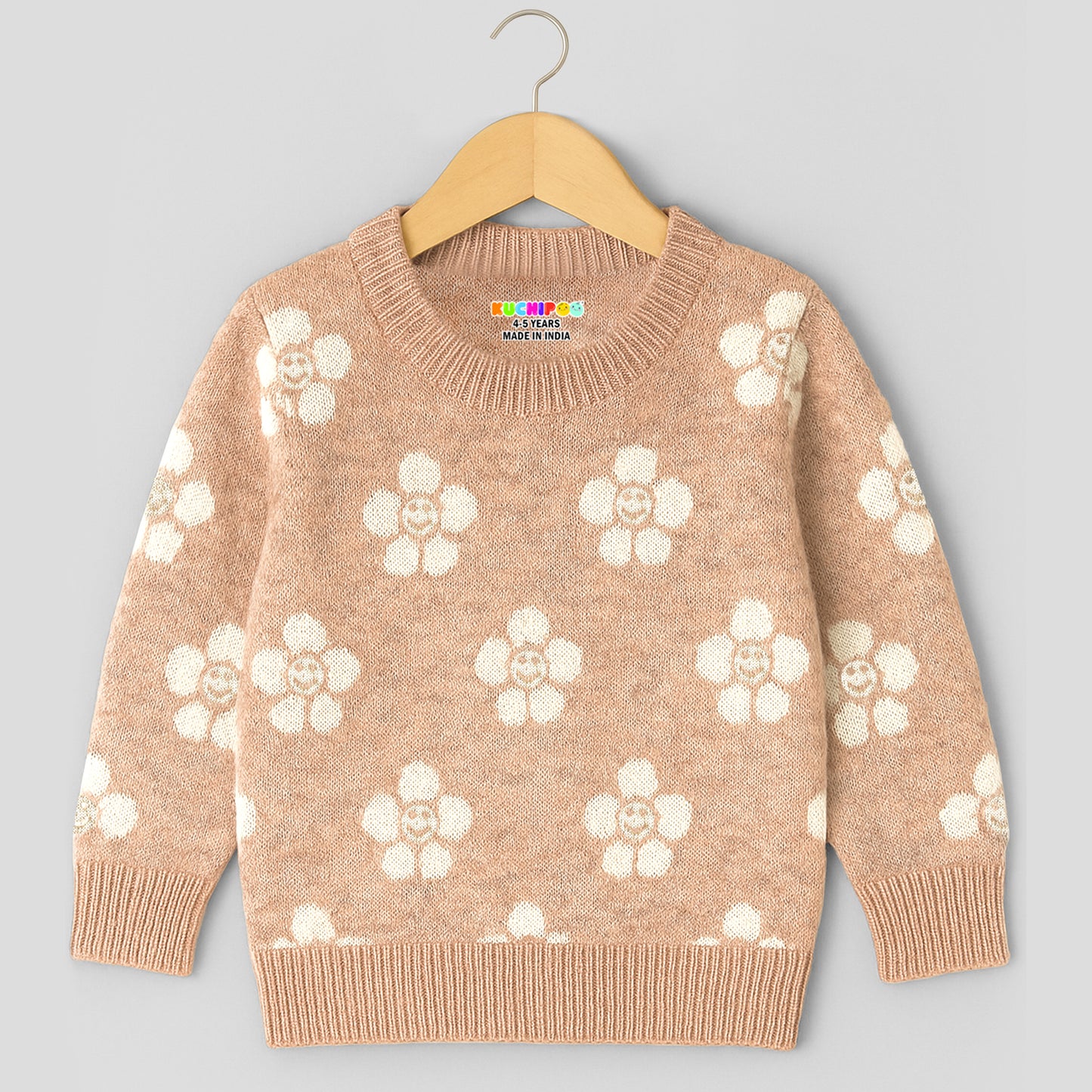 Kuchipoo Girls' Winter Wear Knitted Sweater | Full Sleeves Warm Pullover | Casual & Stylish Kids' Jumper