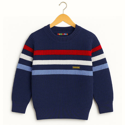 Kuchipoo Boys' Winter Wear Knitted Sweater | Full Sleeves Warm Pullover | Casual & Stylish Kids' Jumper