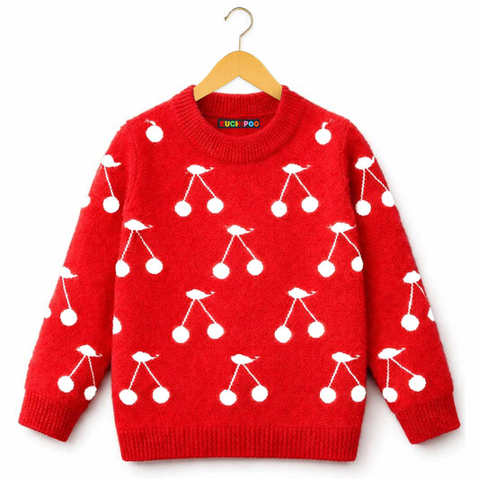 KUCHIPOO Girls' Winter Wear Knitted Sweater | Full Sleeves Warm Pullover | Casual & Stylish Kids' Jumper