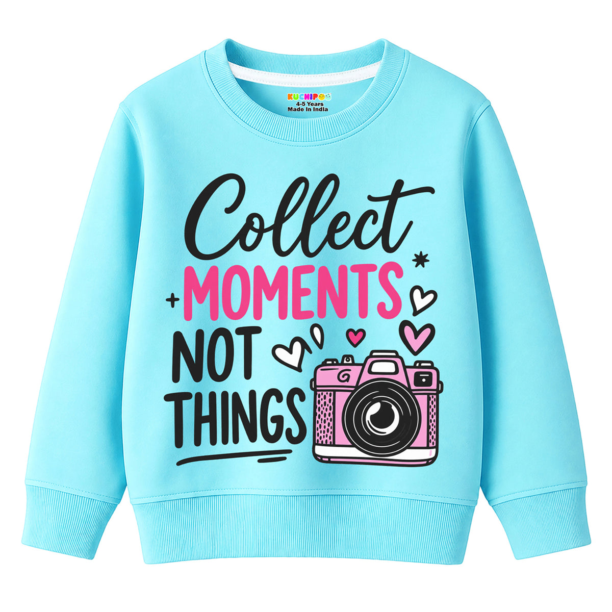 Kuchipoo Girls Regular Fit Graphic Printed Full Sleeve Round Neck Winterwear