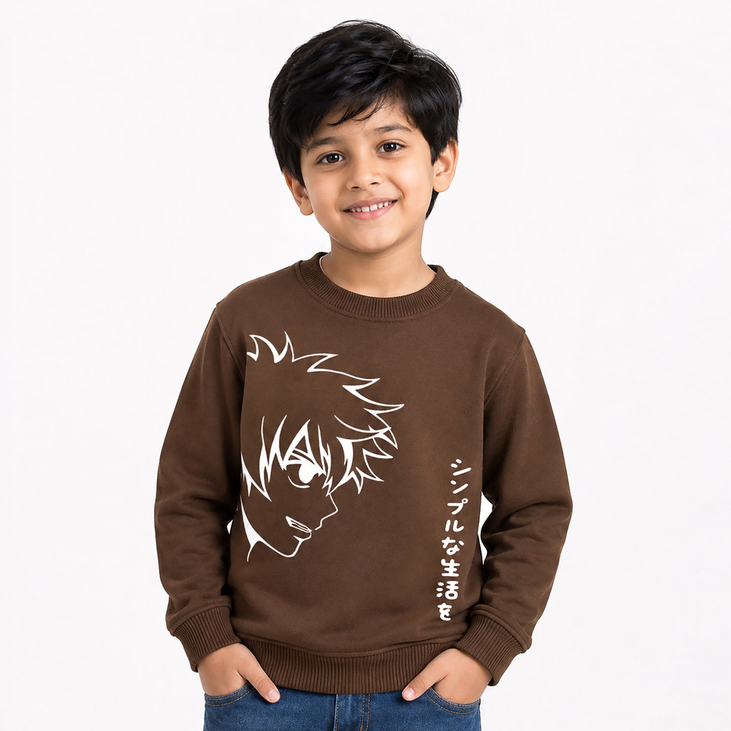 Kuchipoo Boys Regular Fit Graphic Printed Full Sleeve Round Neck Winterwear Sweatshirt