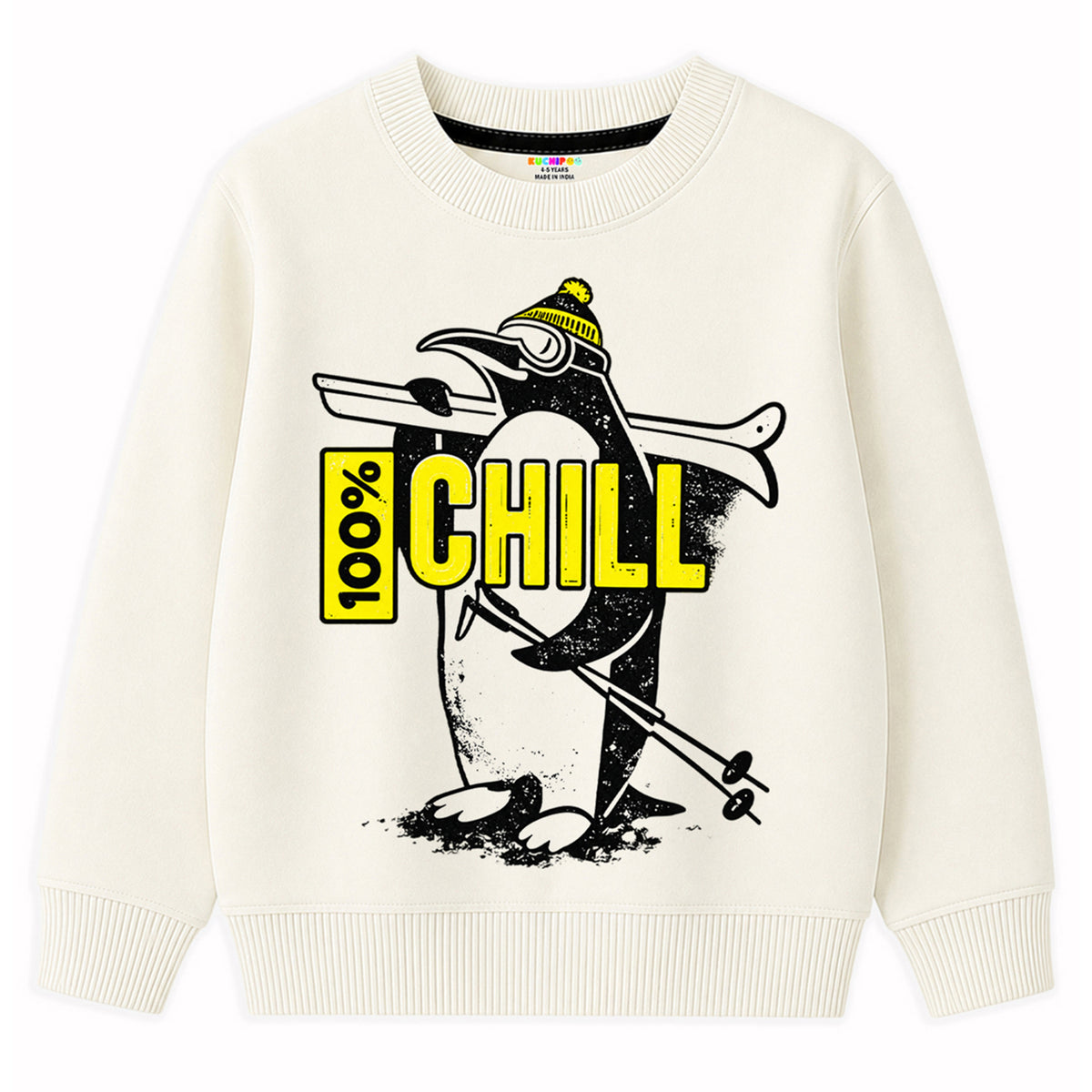 Kuchipoo Boys and Girls Regular Fit Graphic Printed Full Sleeve Round Neck Winterwear Sweatshirt