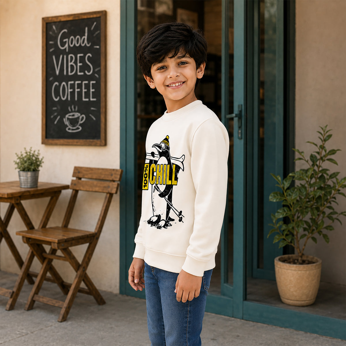 Kuchipoo Boys and Girls Regular Fit Graphic Printed Full Sleeve Round Neck Winterwear Sweatshirt