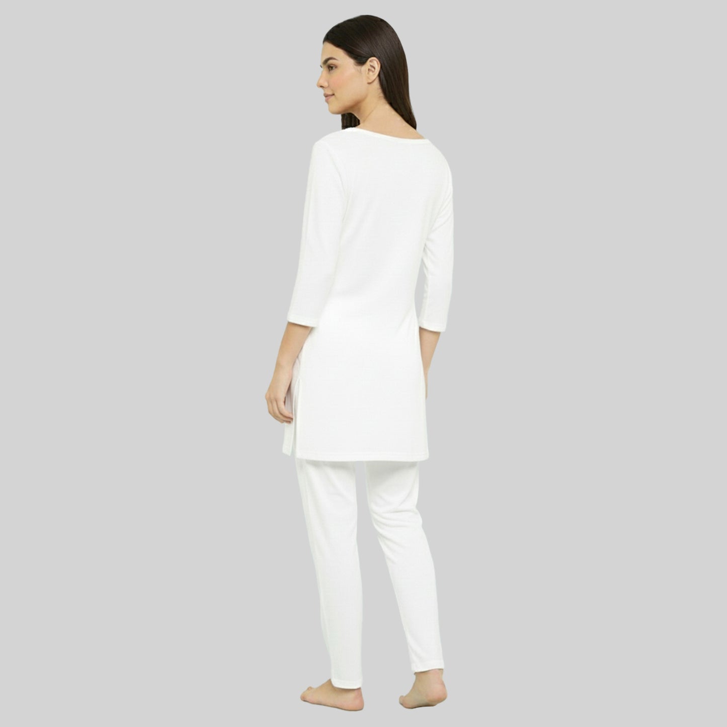 Kuchipoo Women’s Winter Thermal Set | White Full Sleeves Top & Bottom Innerwear for Warmth & Comfort