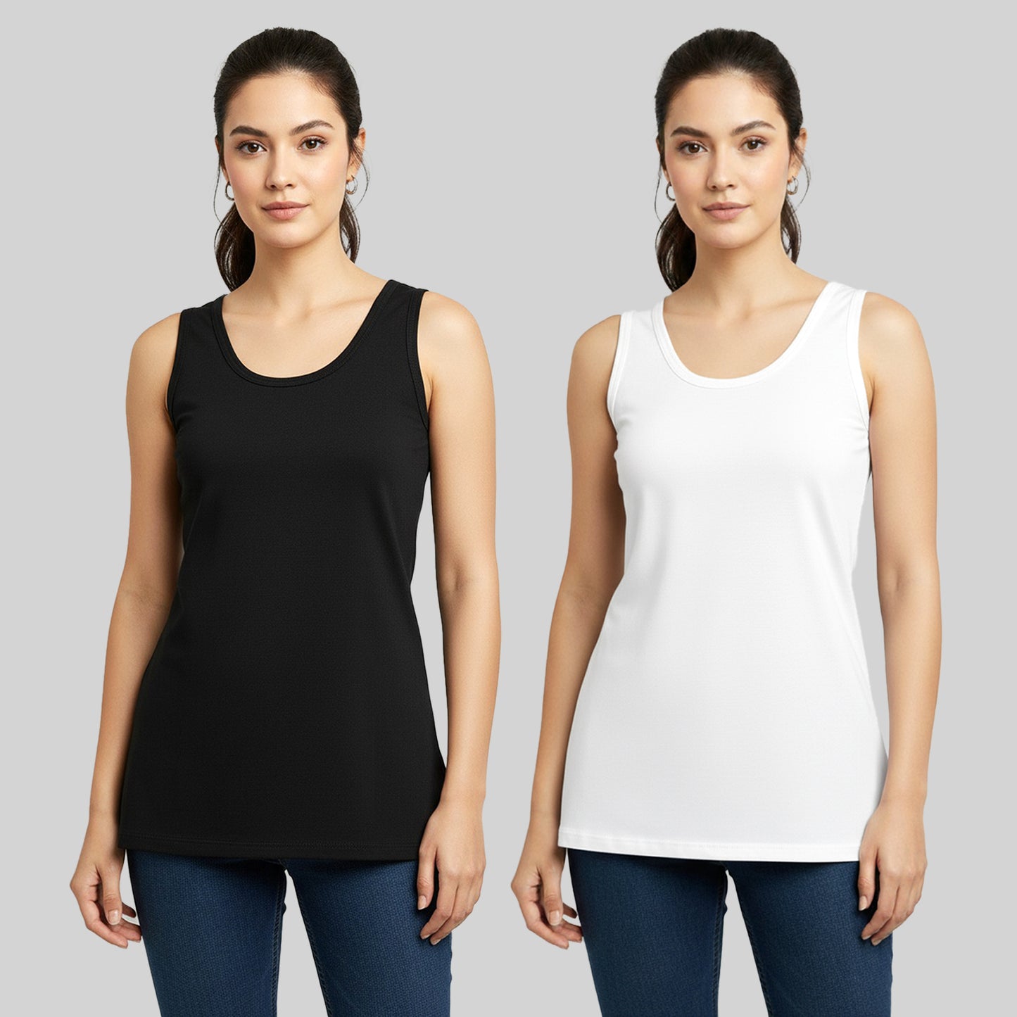 Kuchipoo Women's Sleeveless Winterwear Thermal Innerwear | Soft Stretchable Cotton Blend Tunic for Everyday Comfort - Pack of 2