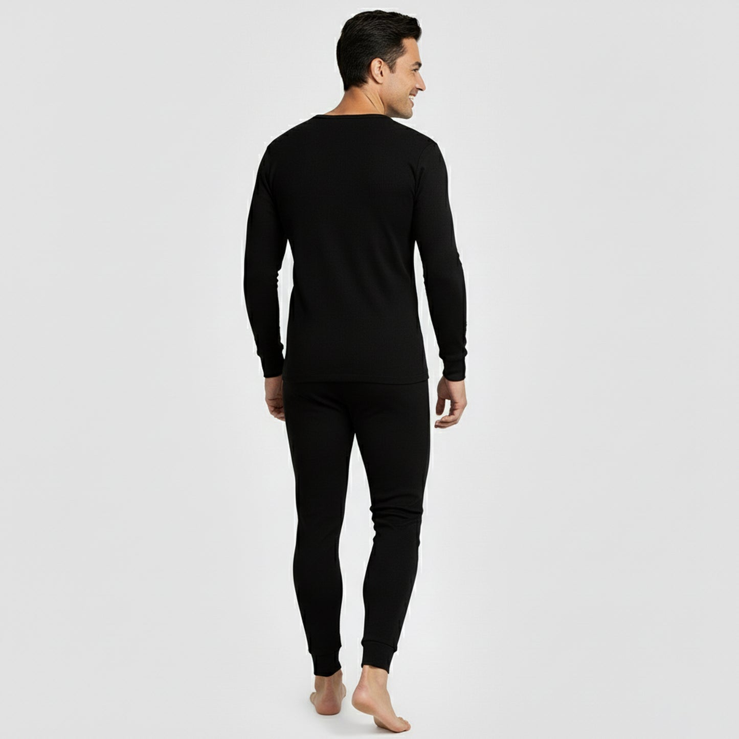 Kuchipoo Men’s Winter Thermal Set | Black Full Sleeves Top & Bottom Innerwear for Warmth & Comfort