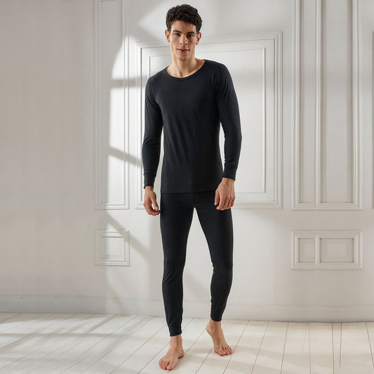 Kuchipoo Men’s Winter Thermal Set | Black Full Sleeves Top & Bottom Innerwear for Warmth & Comfort