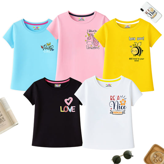 Kuchipoo Boys Cotton PrintKuchipoo Girls Cotton Printed T-Shirts | Half Sleeve Round Neck | Soft & Comfortable Casual Wear for Kids | Pack of 5ed T-Shirts | Half Sleeve Round Neck | Soft & Comfortable Casual Wear for Kids | Pack of 5 (Copy)