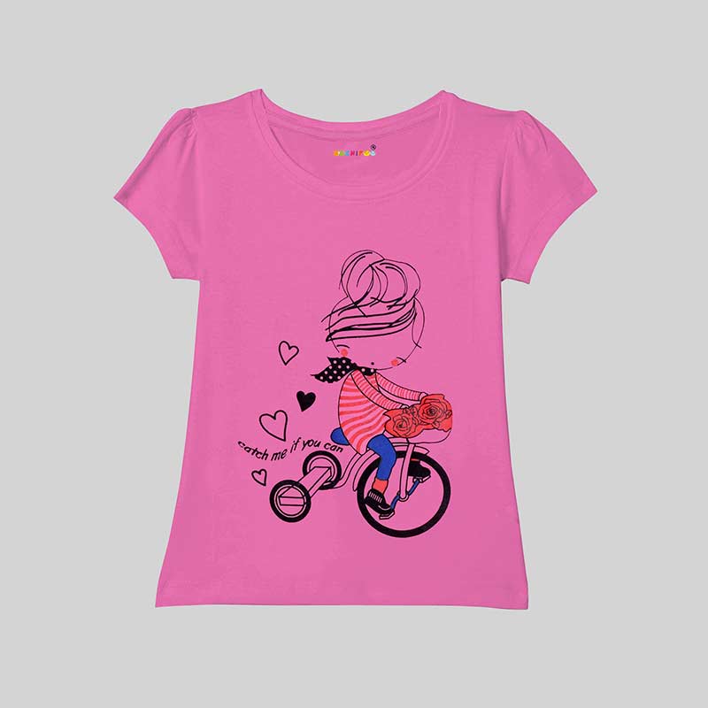 KUCHIPOO Girls Half Sleeves T-Shirts