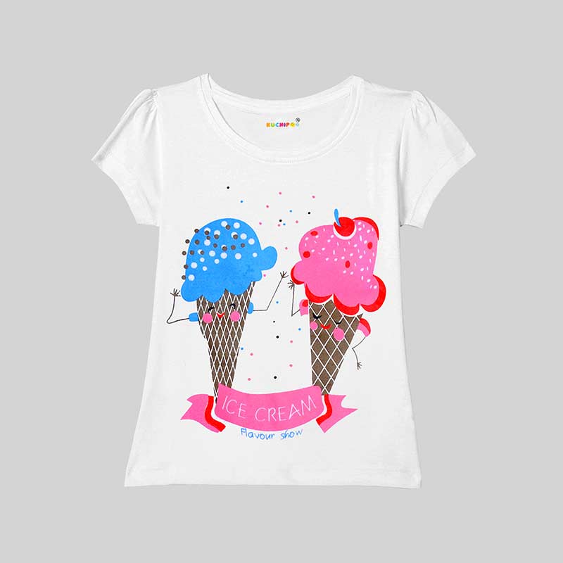 KUCHIPOO Girls Half Sleeves T-Shirts
