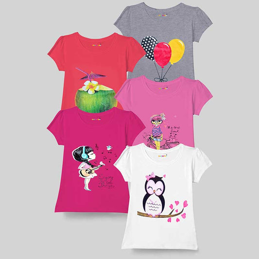 KUCHIPOO Girls Half Sleeves T-Shirts