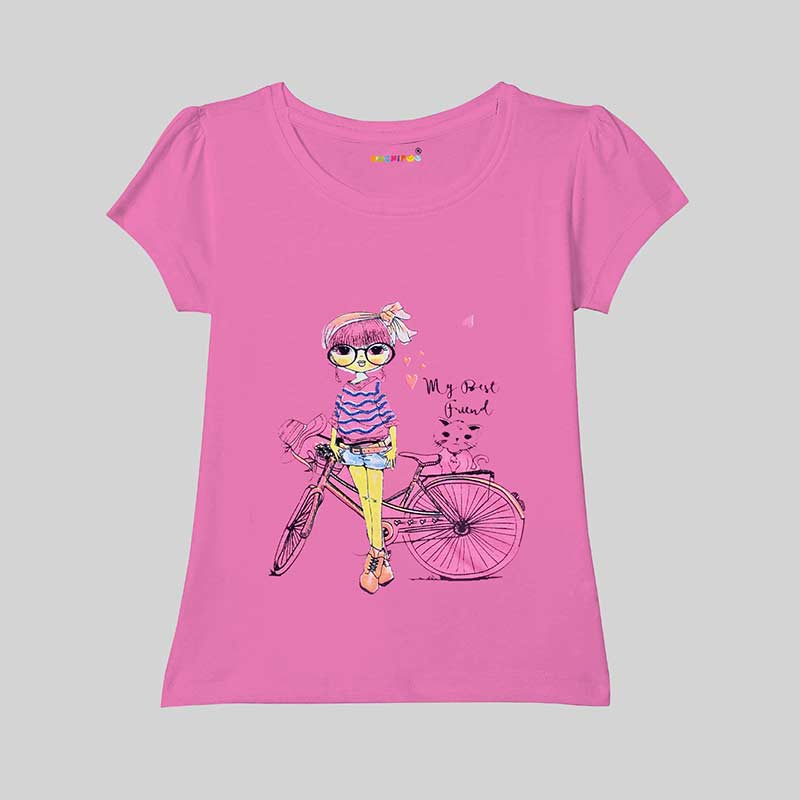 KUCHIPOO Girls Half Sleeves T-Shirts