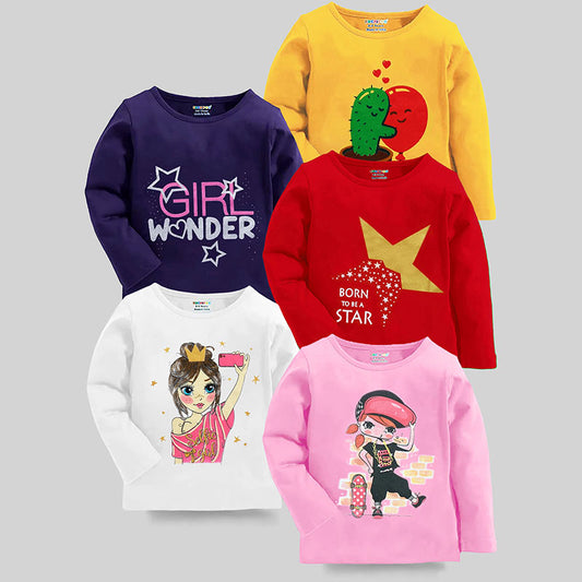 KUCHIPOO Girls Full Sleeves T-Shirts