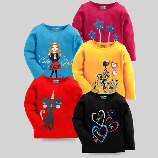 KUCHIPOO Girls Full Sleeves T-Shirts