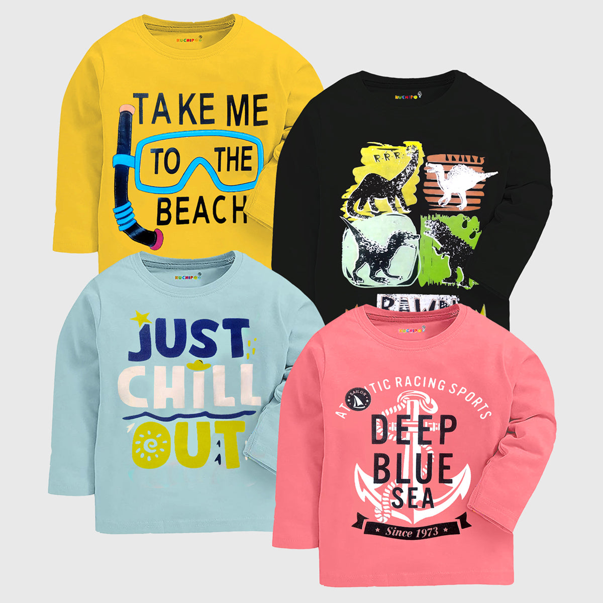 KUCHIPOO Boys  Full Sleeves T-Shirts