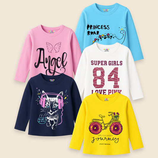KUCHIPOO Girls Full Sleeves T-Shirts