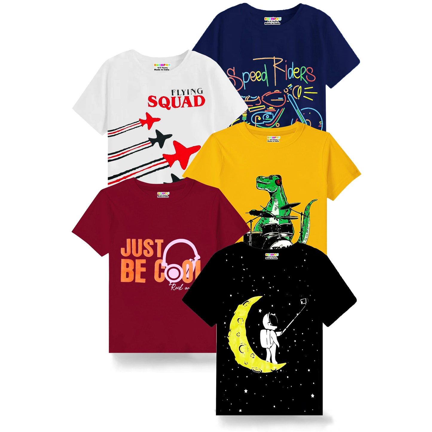 KUCHIPOO Boys Half Sleeves T-Shirts