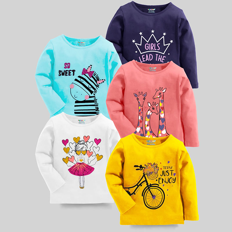 KUCHIPOO Girls Full Sleeves T-Shirts