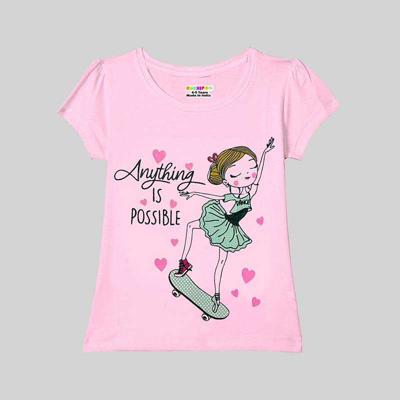 KUCHIPOO Girls Half Sleeves T-Shirts